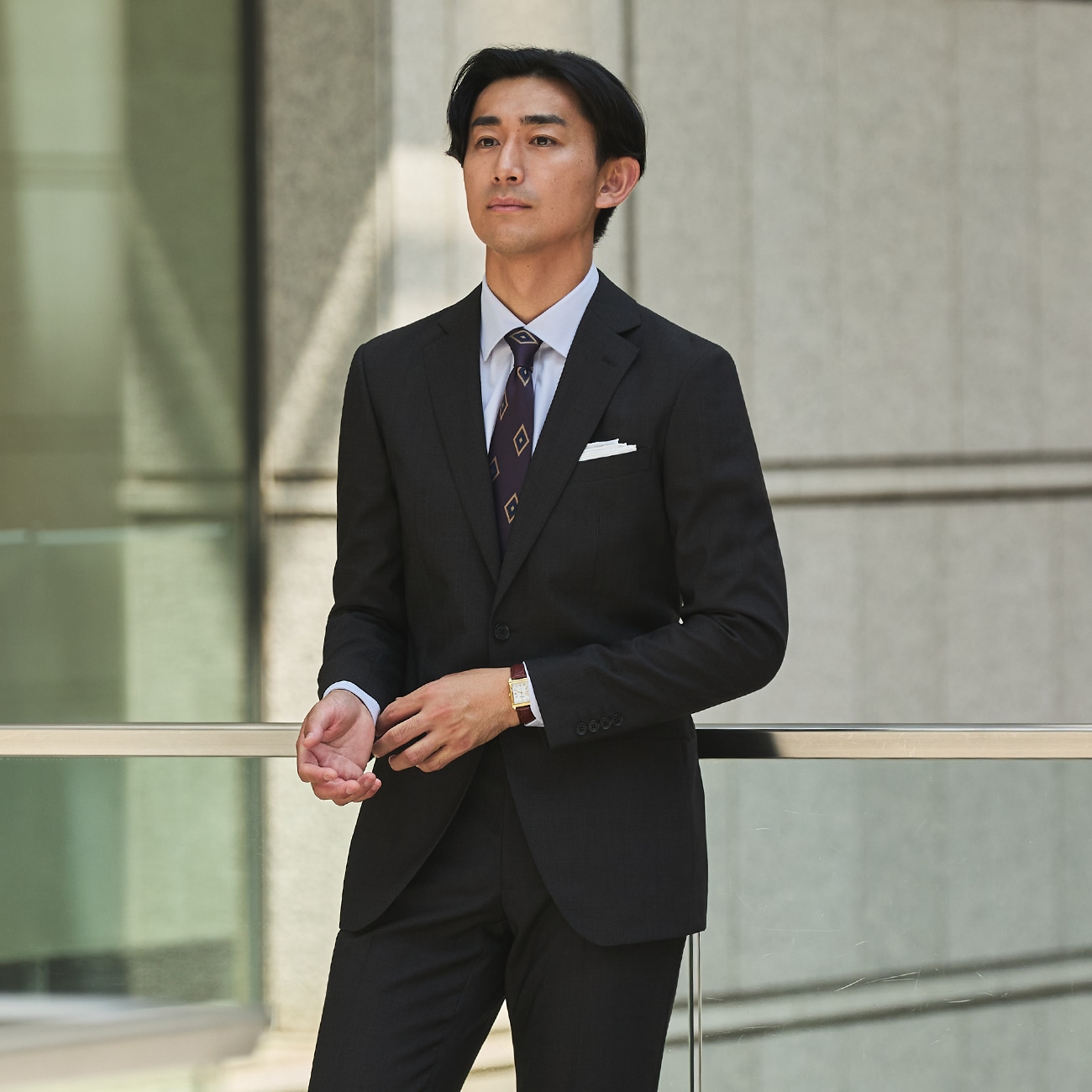 ウールブレンドスーツ ピンヘッド 2つボタン|O41_15AF21R10 - ORIHICA