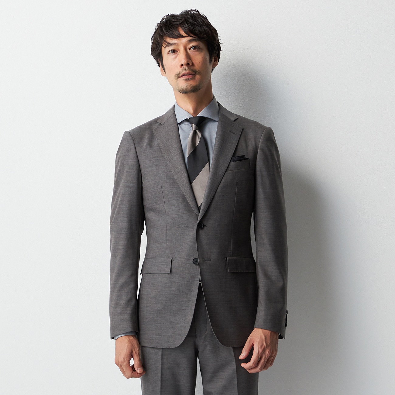 ウールブレンドスーツ ヘリンボーン 2つボタン|O41_15AU21E09