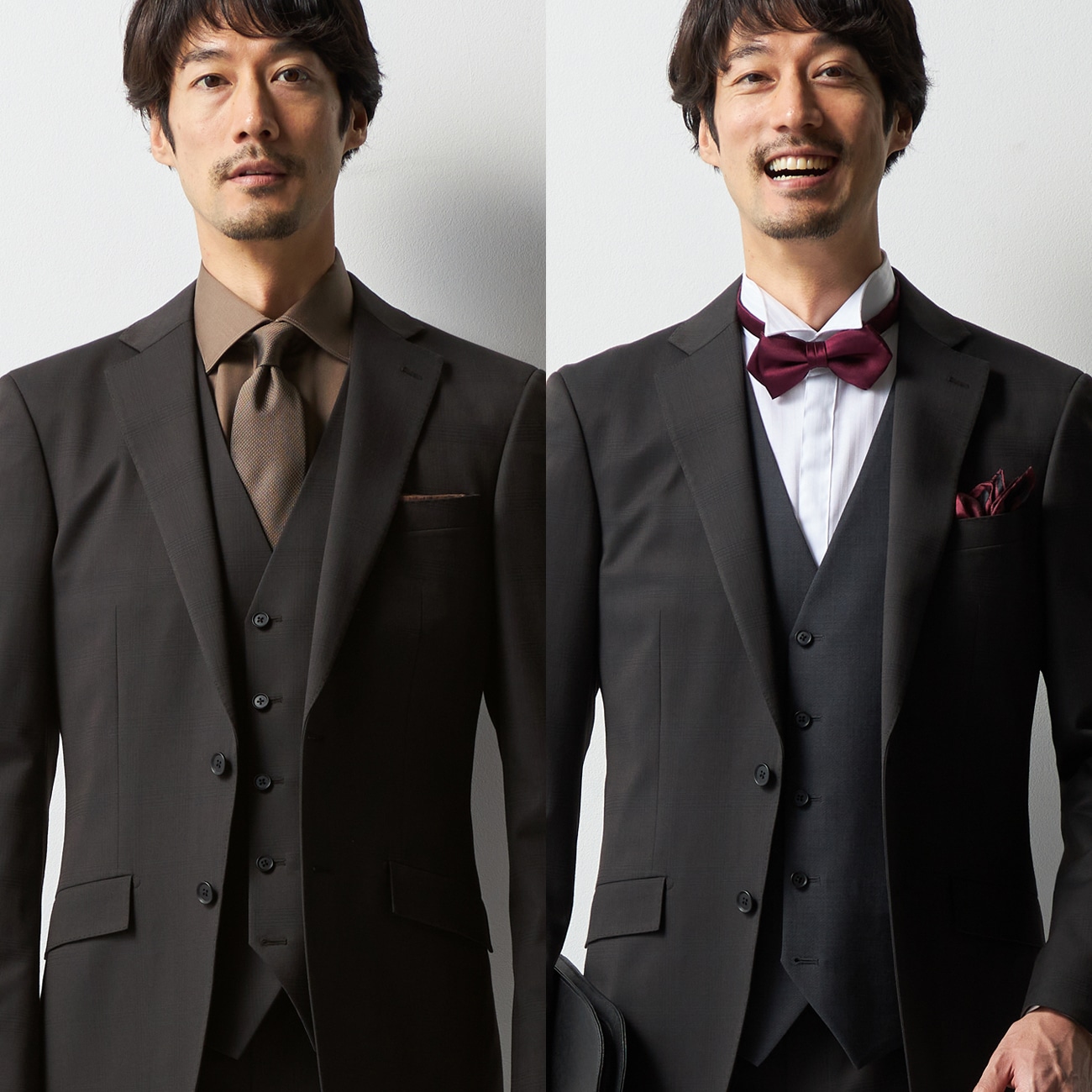 ウールブレンドスーツ リバーシブル3ピース アジャスター付き シャドー