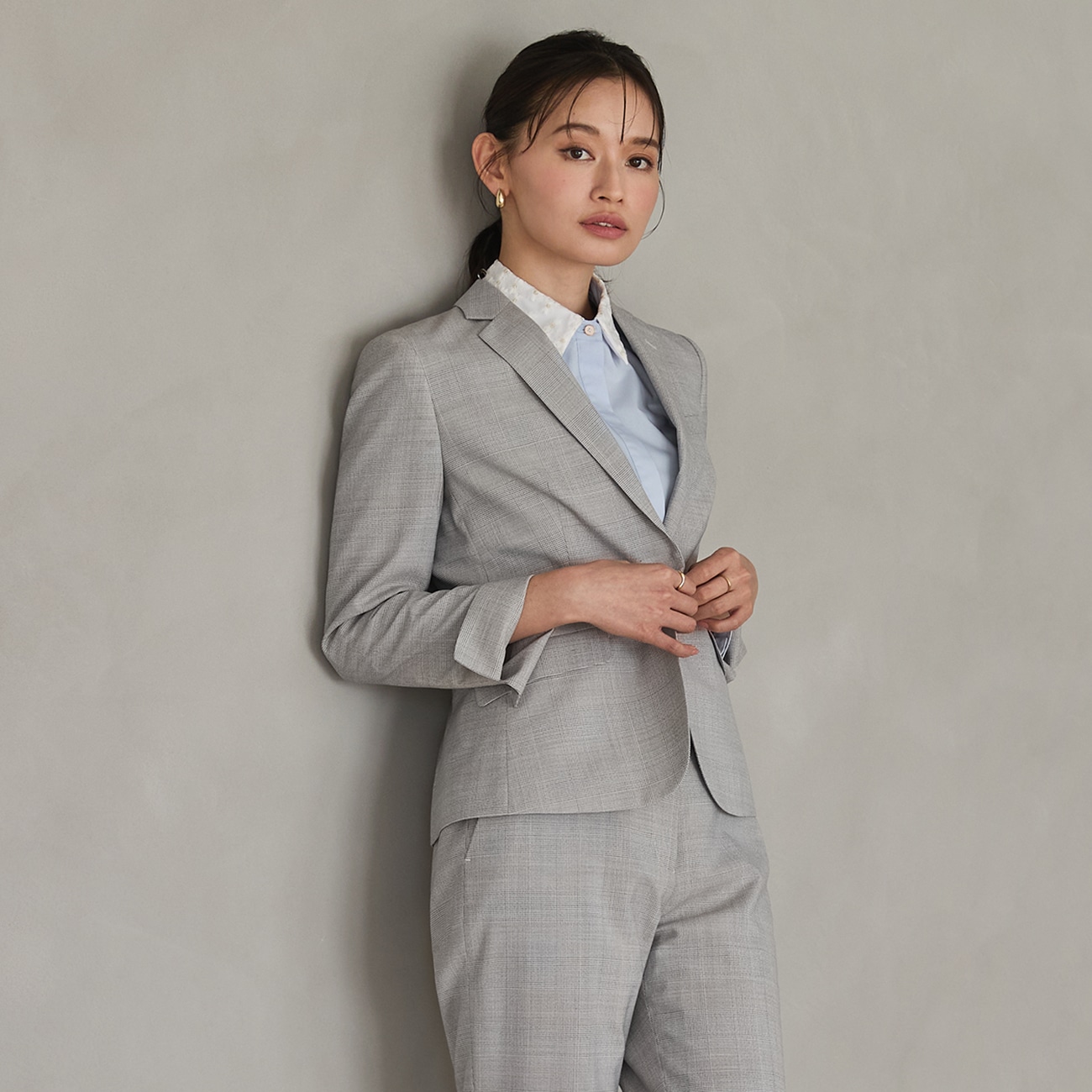 洗えるストレッチセットアップ ノッチジャケット チェック|O42_9261662