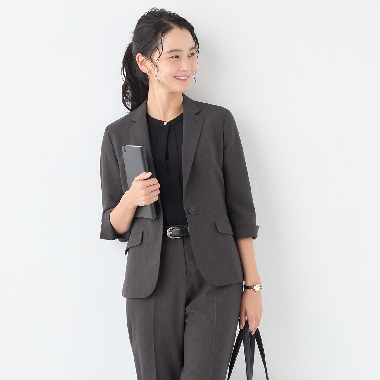 WEB限定】洗えるストレッチセットアップ ノッチジャケット 7分袖