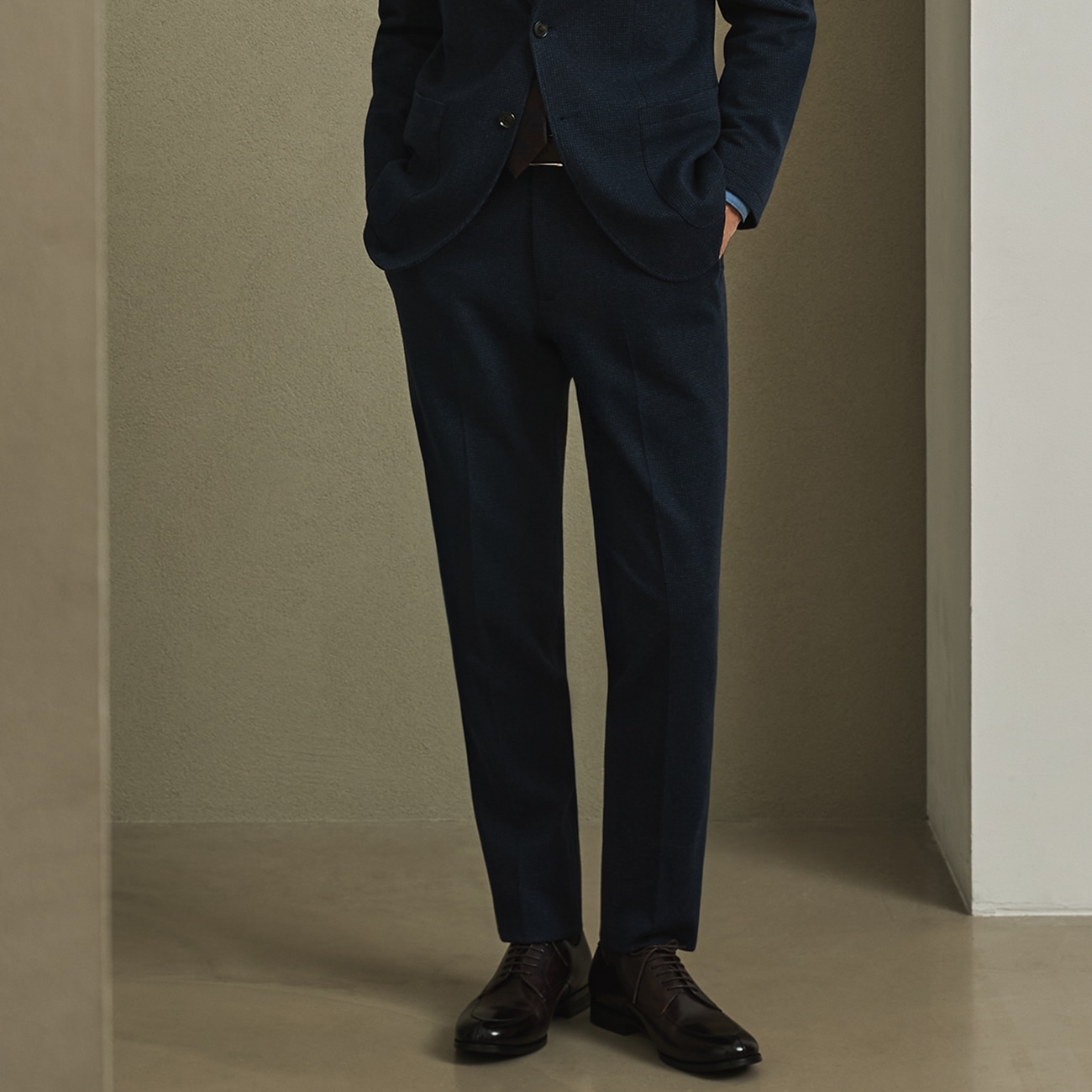 THE THIRD SUITS スラックス 尾州 千鳥 裾上げ済み|O47_4FS5R27S