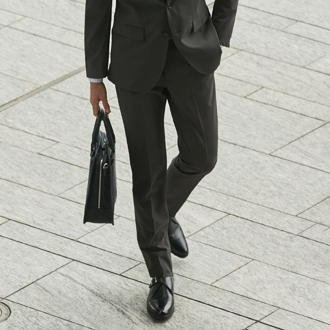 THE THIRD SUITS スラックス 撥水無地 裾上げ済み|O47_4HM6R14S