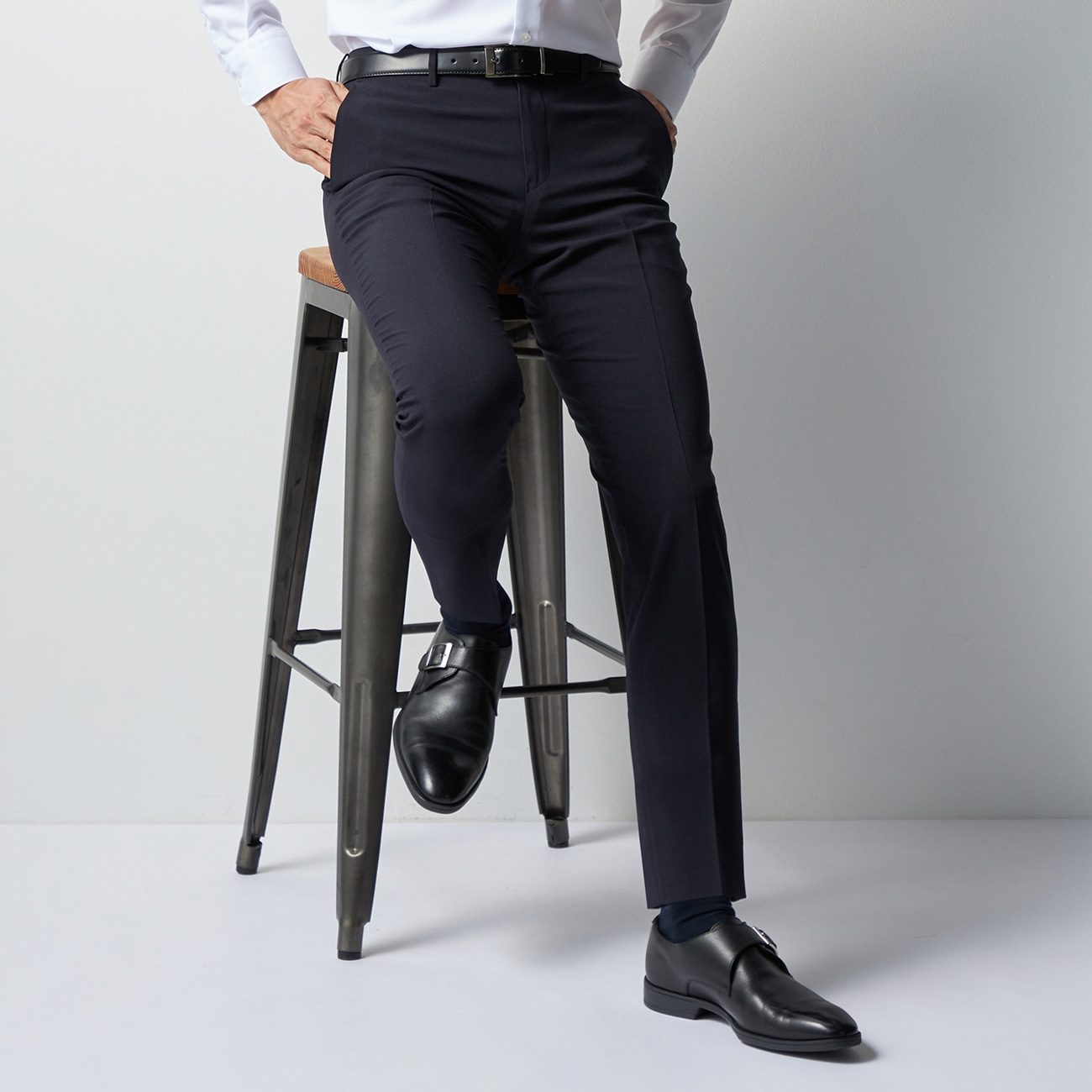 アウトレット]スマート ビズ パンツ（NON-IRON PANTS） 単品 無地 裾