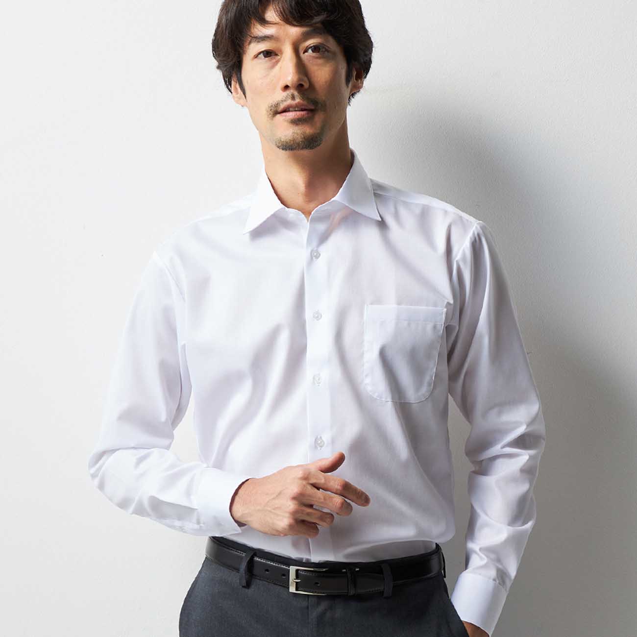 スーパーノンアイロンシャツ ワイドカラー 無地|O49_ASLW35WD