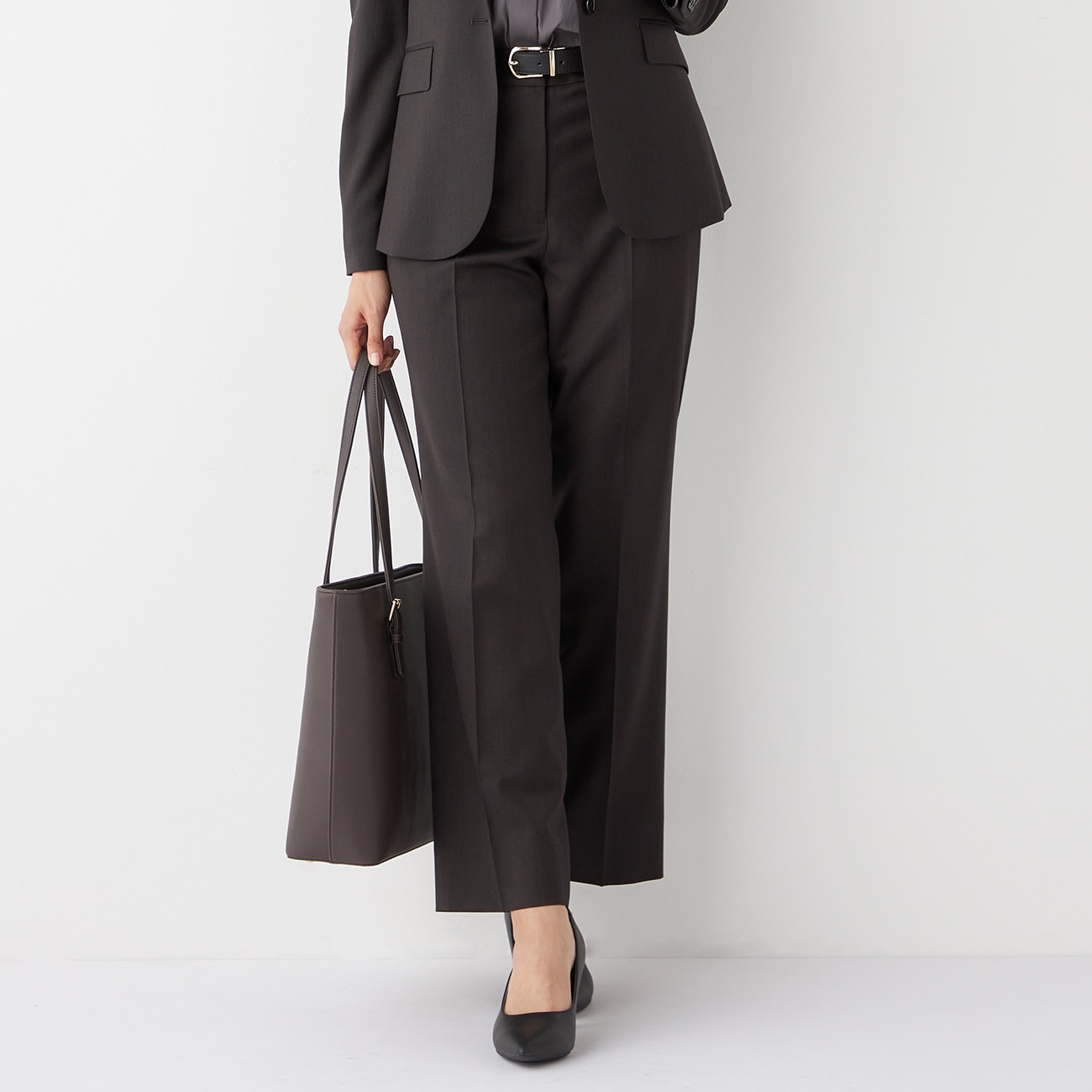 ORIHICA LUXE ストレートパンツ 茶無地 REDA|O55_G252H931 - ORIHICA