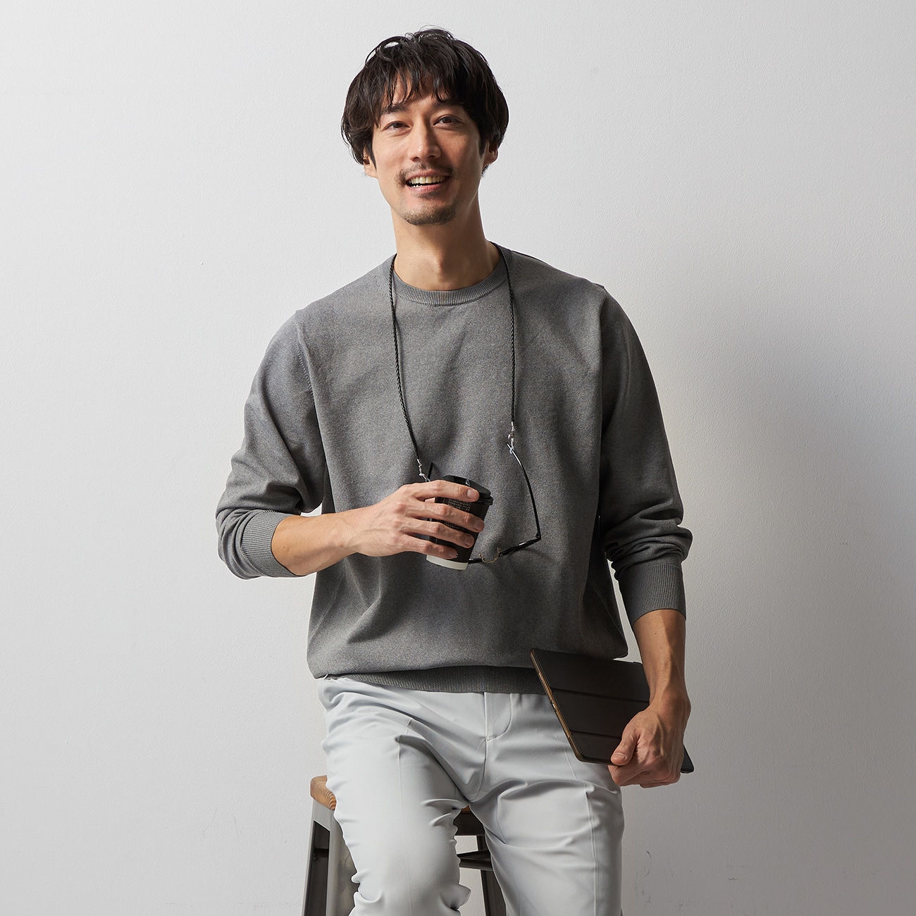 ビズニットテック（BIZ KNIT TECH） ハイゲージ杢クルーネック BIZSPO