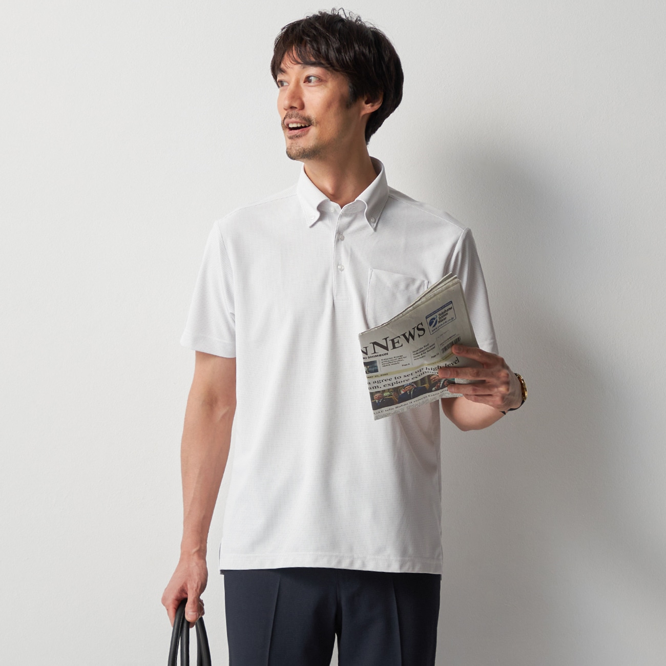 高通気・吸水速乾》ビズポロシャツDRYDRY 刺し子 ボタンダウン プル
