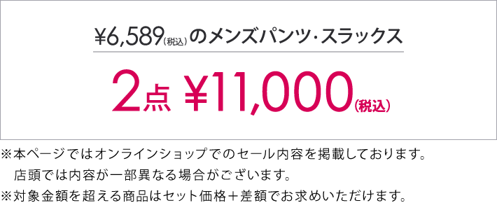 6,589円(税込)以上のアイテム2点で11,000円(税込)