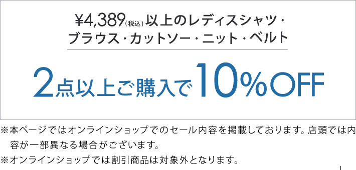 4,389円(税込)の対象アイテム2点で10%オフ