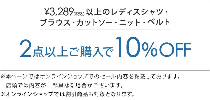 3,289円(税込)の対象アイテム2点で10%オフ