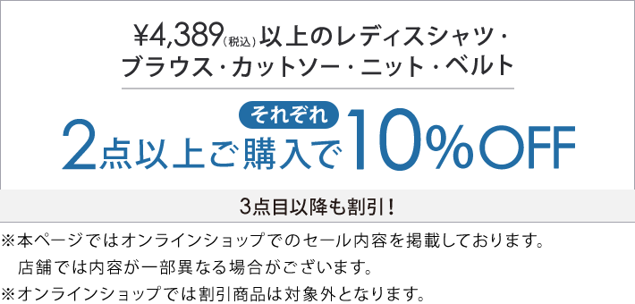 4,389円(税込)の対象アイテム2点で10%オフ