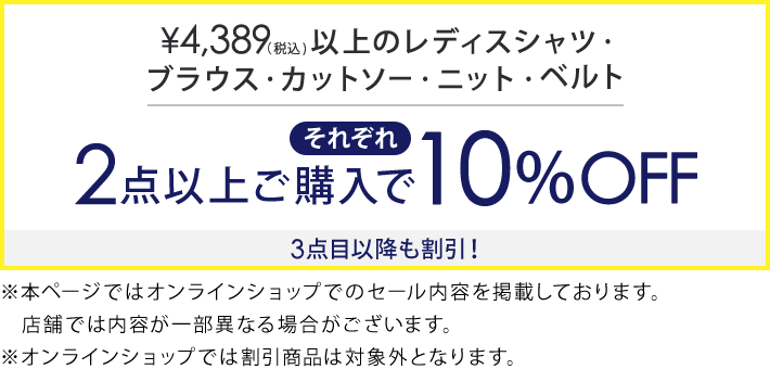 4,389円(税込)の対象アイテム2点で10%オフ