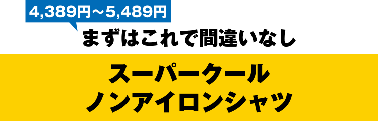 4,389円～5,489円 まずはこれで間違いなし スーパークールノンアイロンシャツ