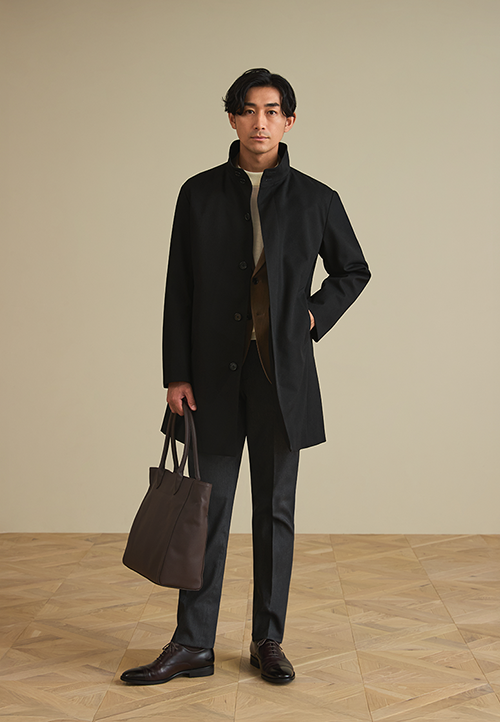 合繊スタンドカラーコート