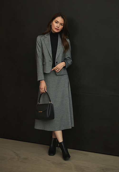 THE THIRD SUITS®グレーヘリンボーンスペンサージャケットセットアップ