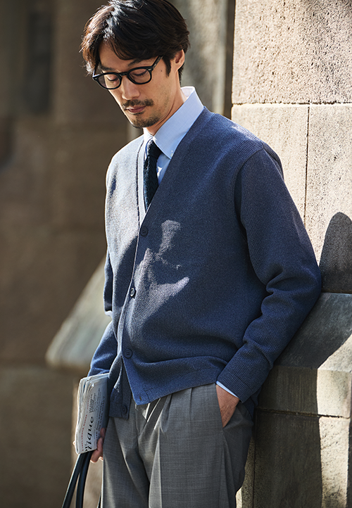 メッシュカーディガンを使ったビジカジコーデ