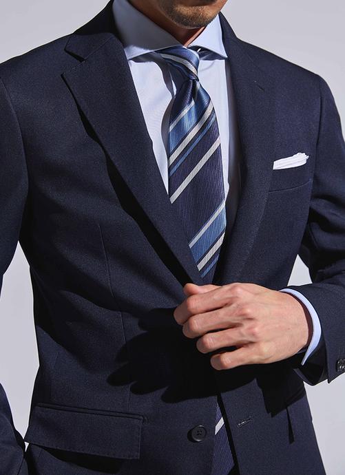 Washable Stretch (Washable suit) navy blue Woven pattern plain Two buttons “10 months” material