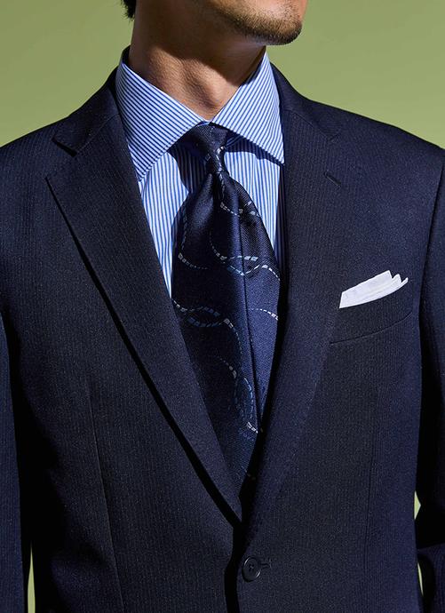 Washable Stretch (Washable Suit) Navy Striped Two buttons “10 months” material