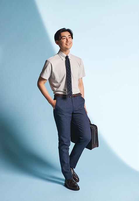 Biz polo shirt, stitching, button-down, short sleeves, front open BIZ polo.