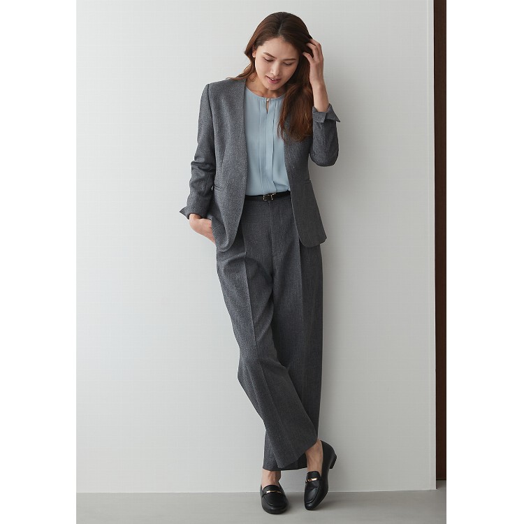 オリヒカ THE THRID SUITS ノーカラーグレージャケット グレー ノー