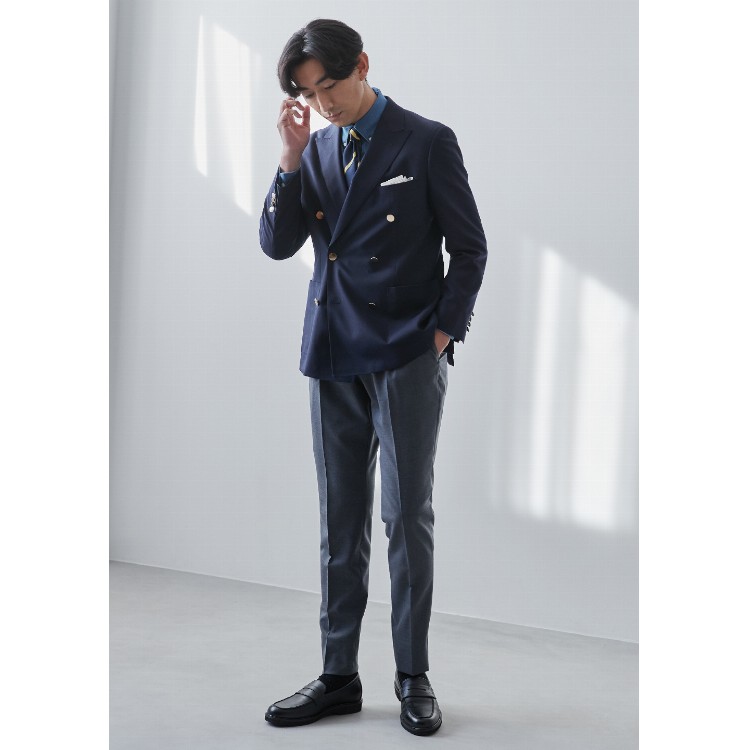 LUXE/SMART紺ブレ 単品 紺無地 W メタルボタン 10month|O45_5HFA23T32 