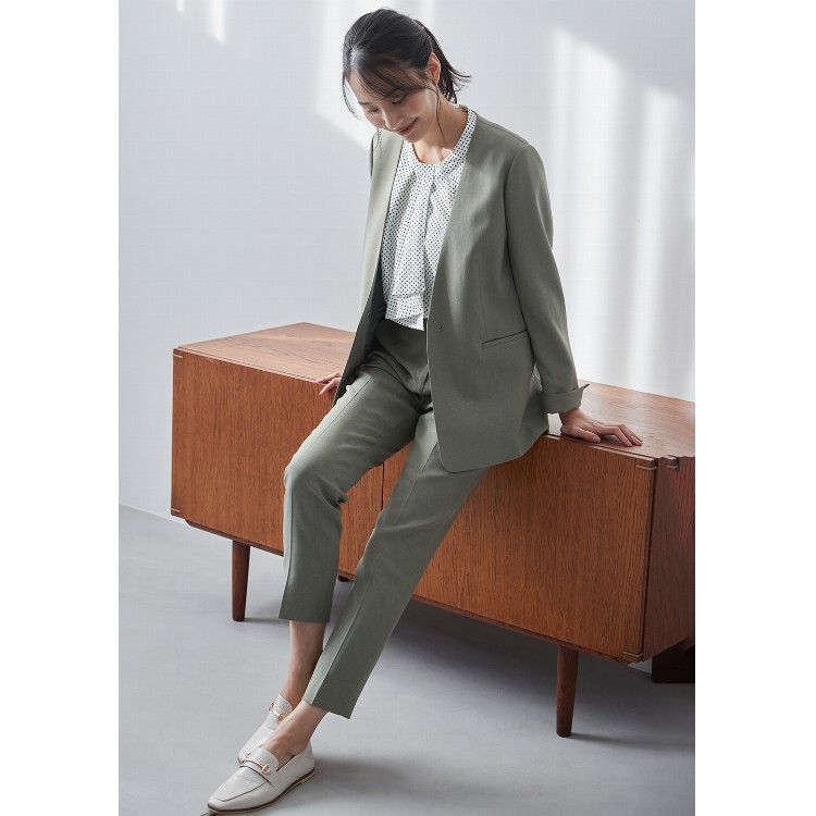 THE 3rd SUITS カーキリランチェ ノーカラージャケット|O42_9231658  