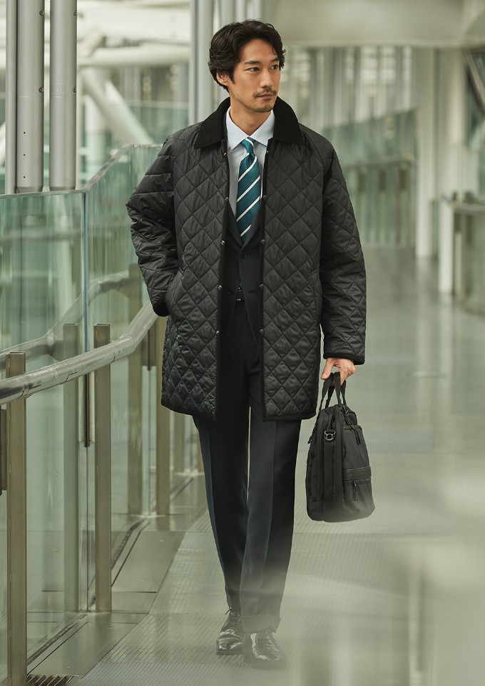 ORIHICAオリヒカ 着脱フード付き キルティングジャケット M/黒ブラック