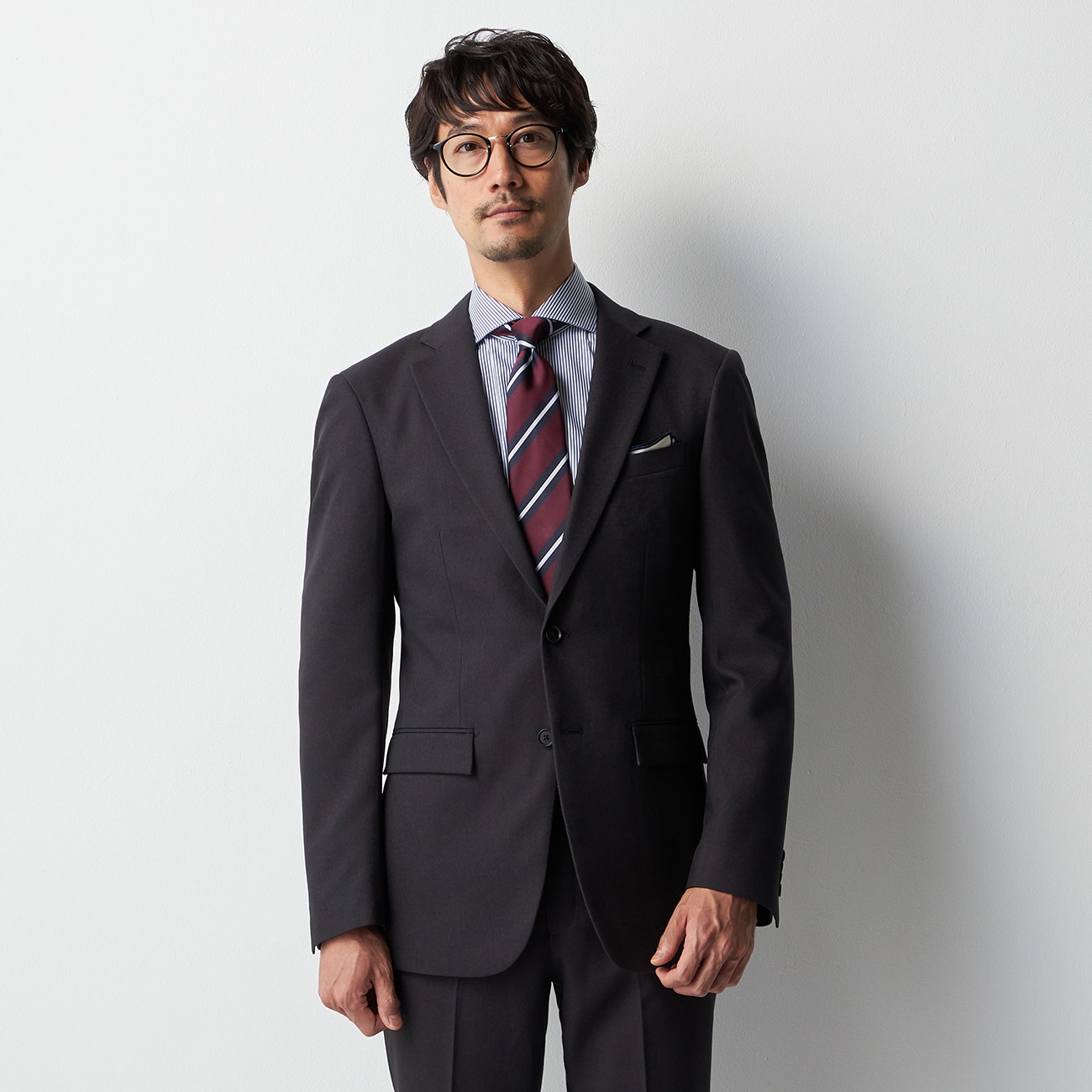 WEB限定】スマートテックスーツ 織柄無地 2つボタン|O41_15AU11C64