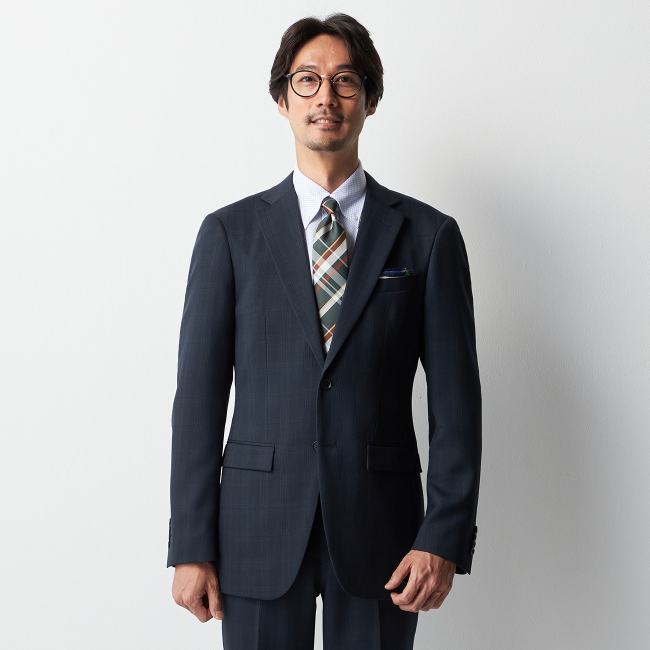 スマートテックスーツ チェック 2つボタン|O41_15AU11N04