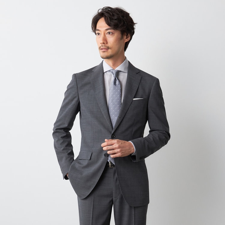 ウォッシャブルストレッチ ウールブレンド高通気2パンツスーツ 