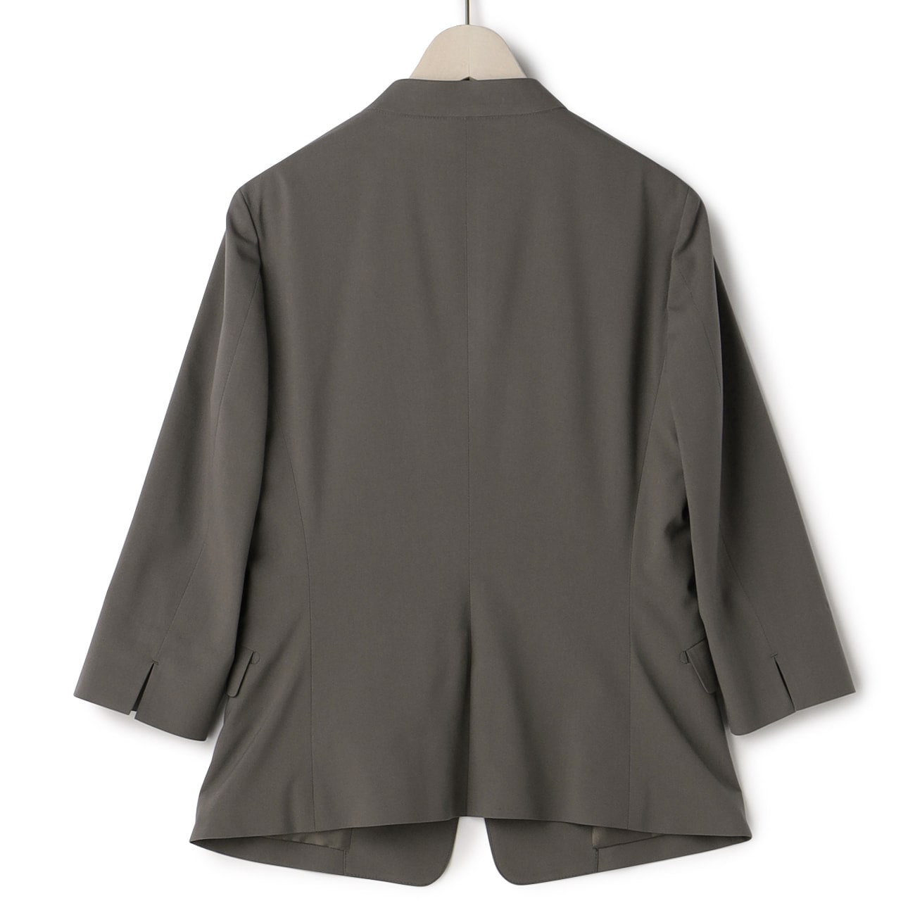 [アウトレット]THE 3rd SUITS 洗える ストレッチ グレージュ ノーカラージャケット 7分袖 夏【セットアップ着用可】