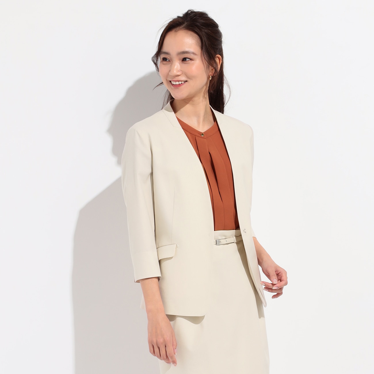 [アウトレット]THE 3rd SUITS 洗える ストレッチ ベージュ ノー