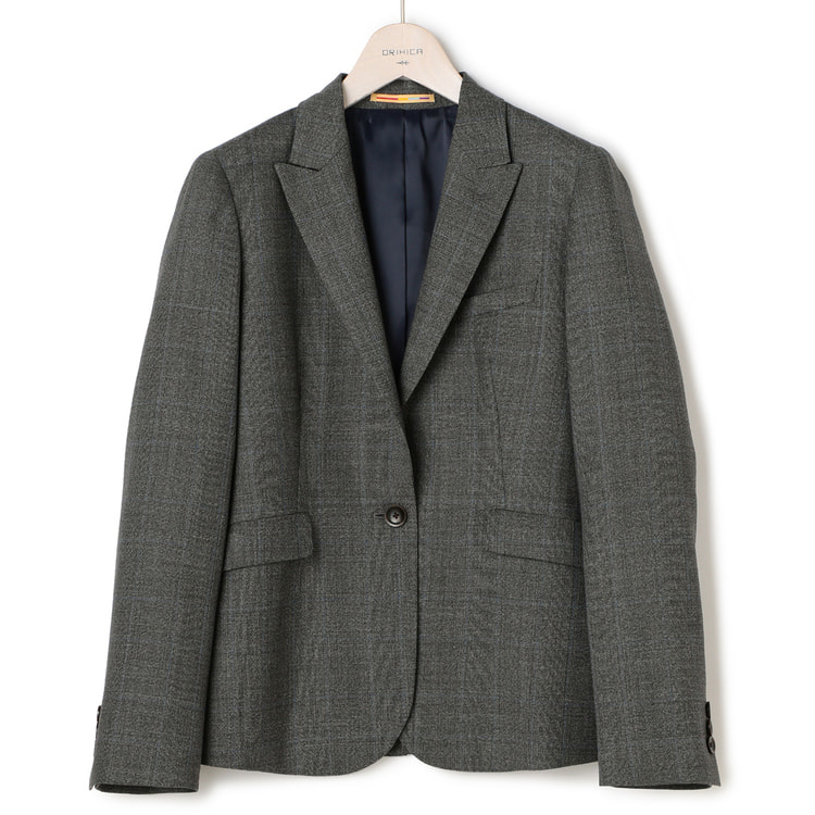 アウトレット 表裏ストレッチ インポート生地 Fintes 静電気軽減 ミディアムグレー チェック ジャケット 10month 限定 O42 Orihica 公式通販