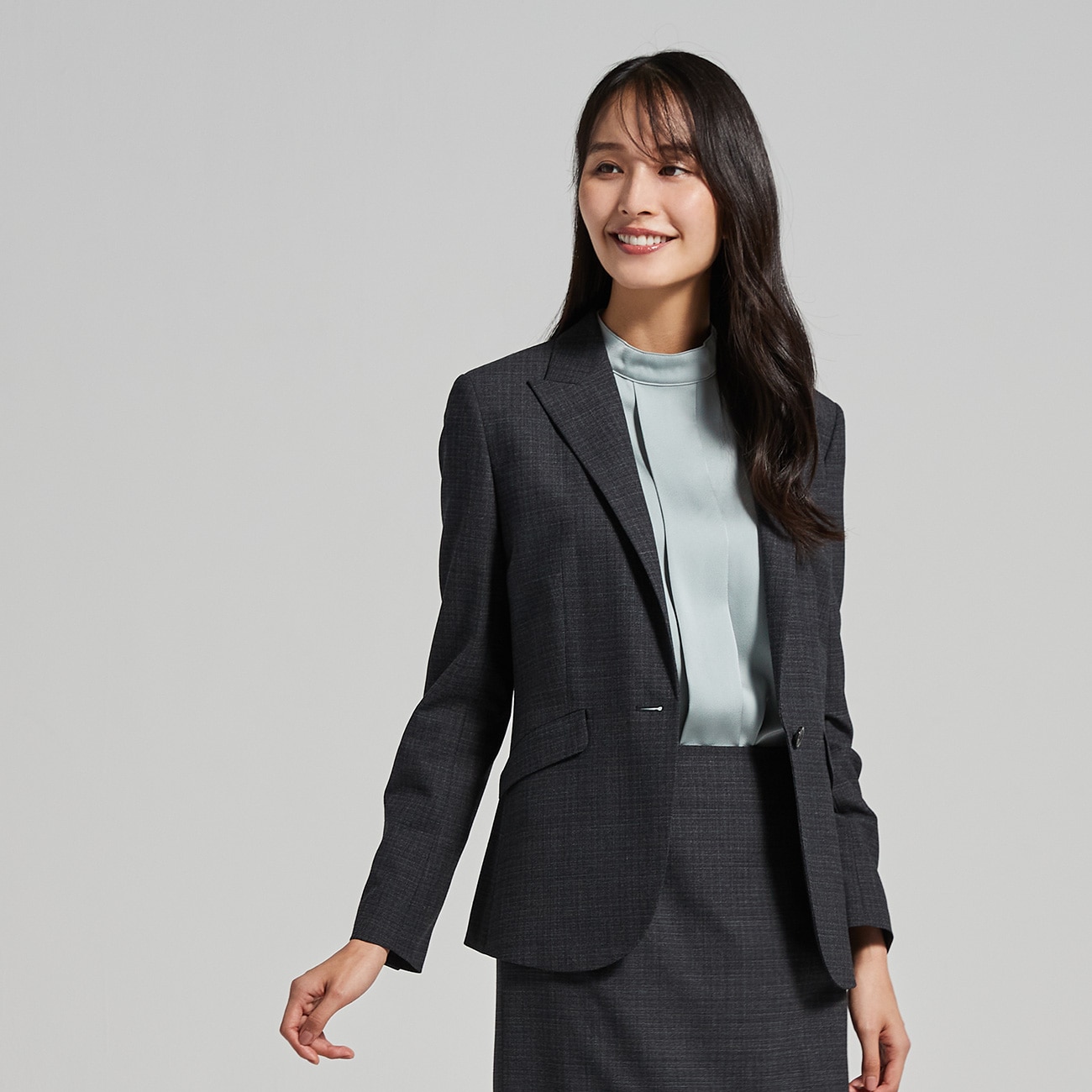 [アウトレット]洗えるストレッチセットアップ ジャケット グレー