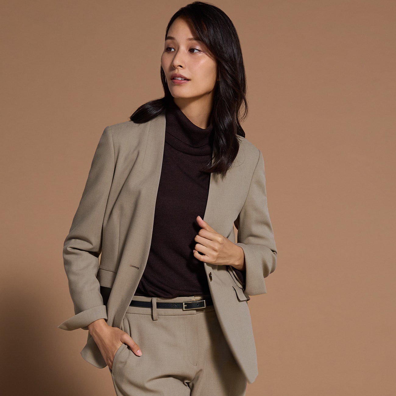 THE 3rd SUITS ベージュ二重織 ノーカラージャケット|O42_9225660 ORIHICA 公式通販