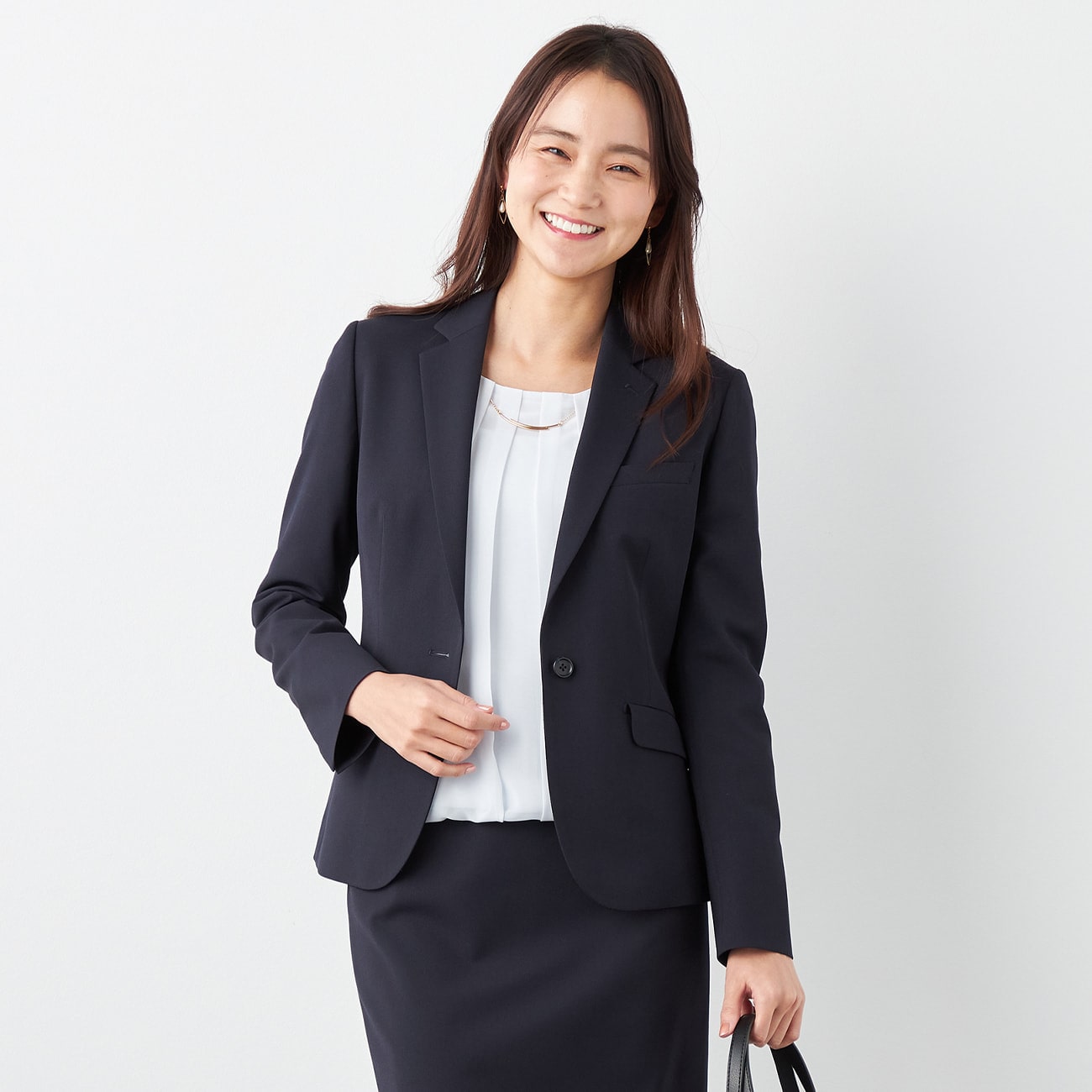 WEB限定サイズ展開あり】洗えるストレッチセットアップ 紺カルゼ 