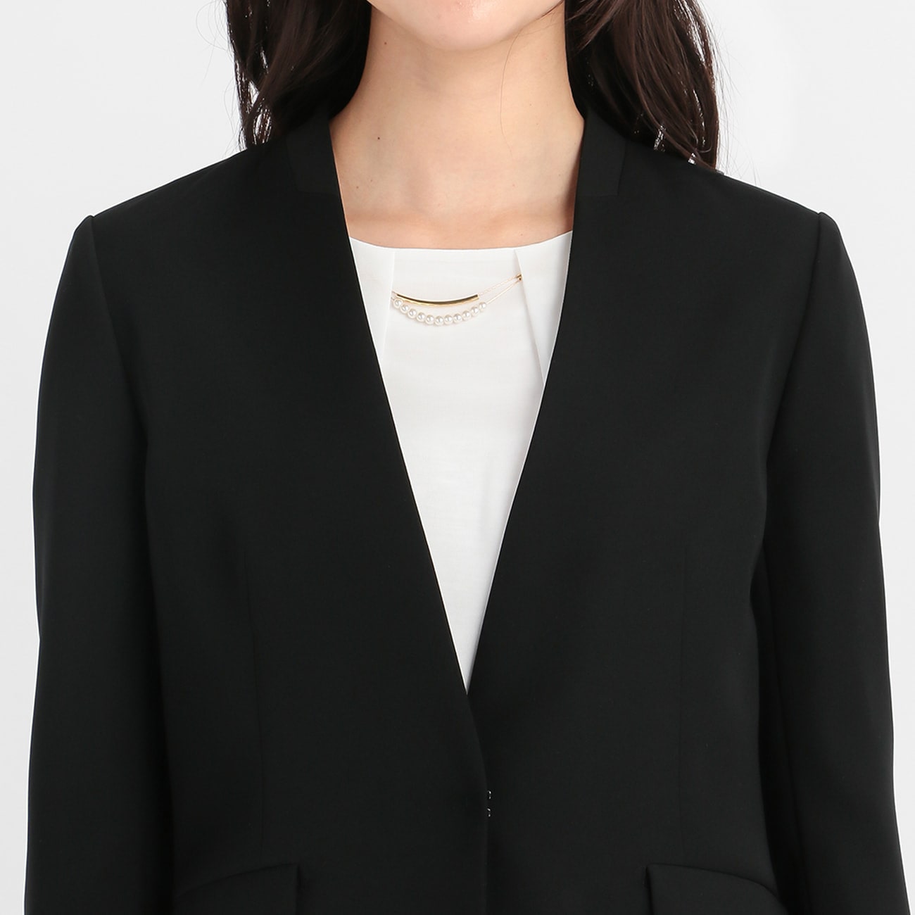 [アウトレット]【WEB限定サイズ展開あり】THE 3rd SUITS 洗える ストレッチ 黒 ノーカラージャケット  10month【セットアップ着用可】