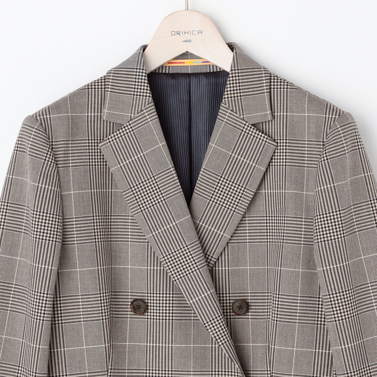 CLASSY.コラボ THE 3rd SUITS 茶チェック ダブルジャケット