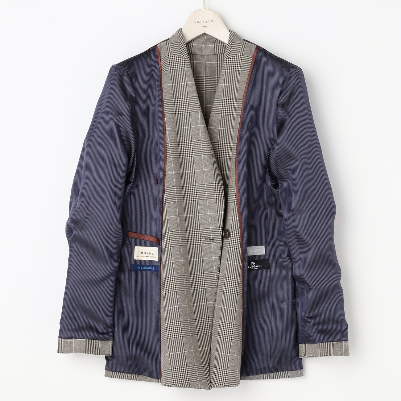 CLASSY.コラボ THE 3rd SUITS 茶チェック ダブルジャケット 
