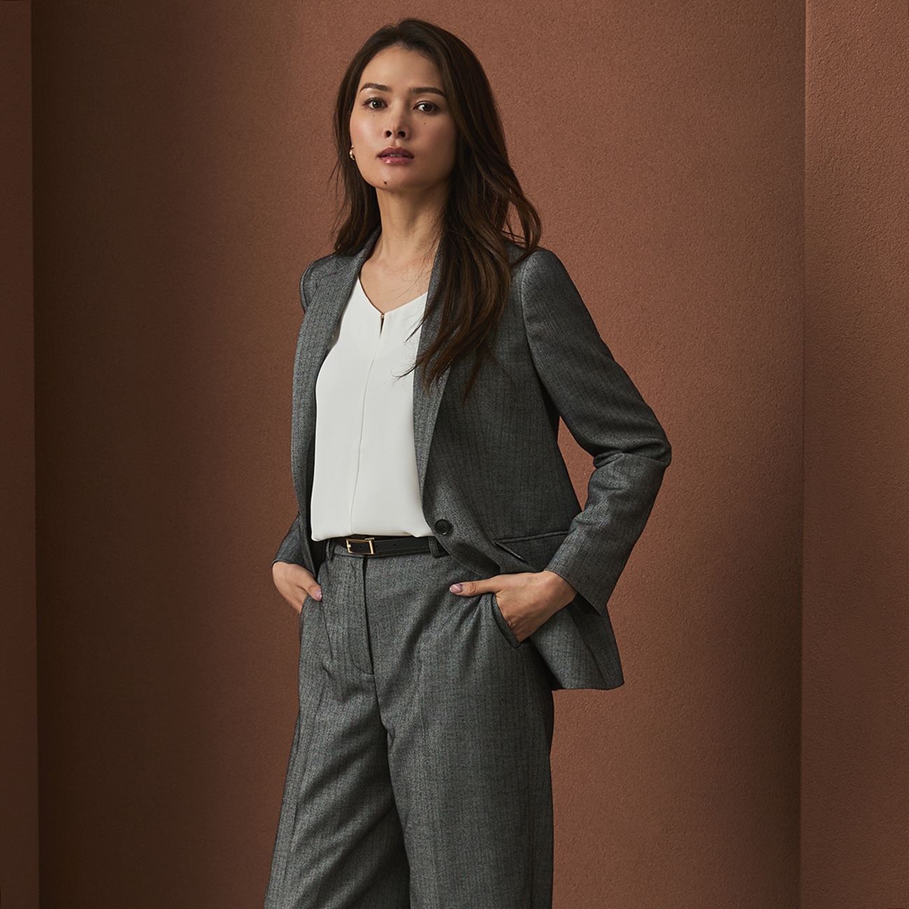 THE THIRD SUITS ロングジャケット ヘリンボーン