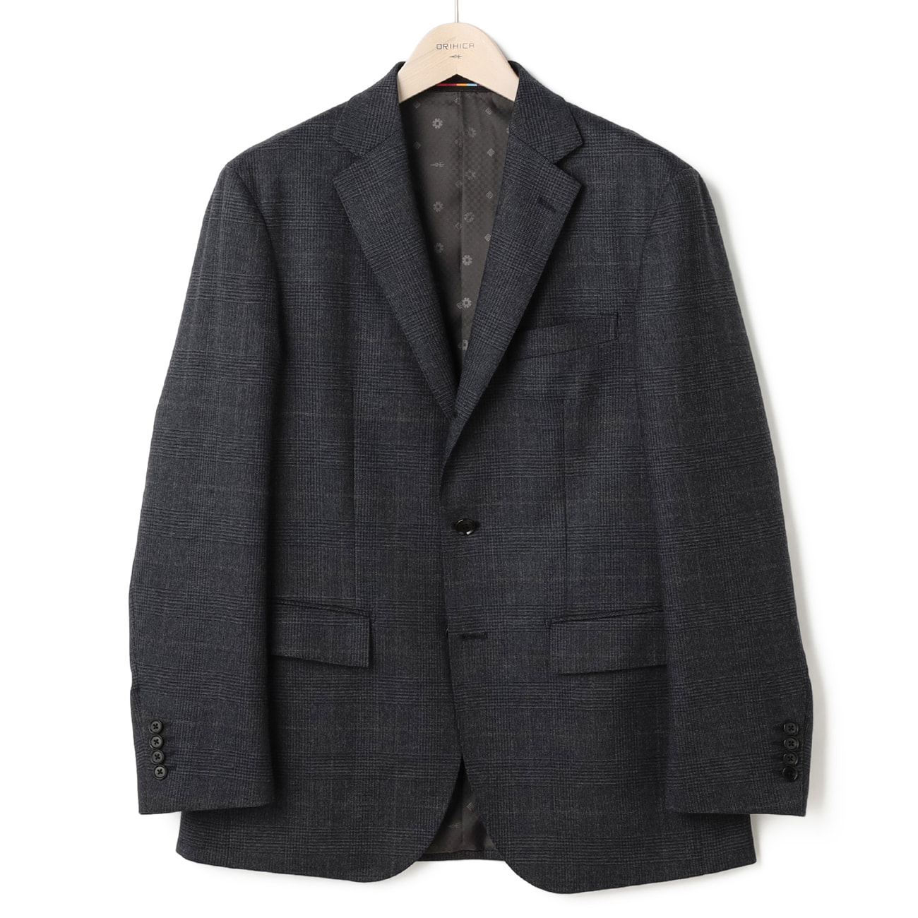 洗える防シワストレッチ ミルドグレンチェック ジャケット 秋冬 【セットアップ着用可】