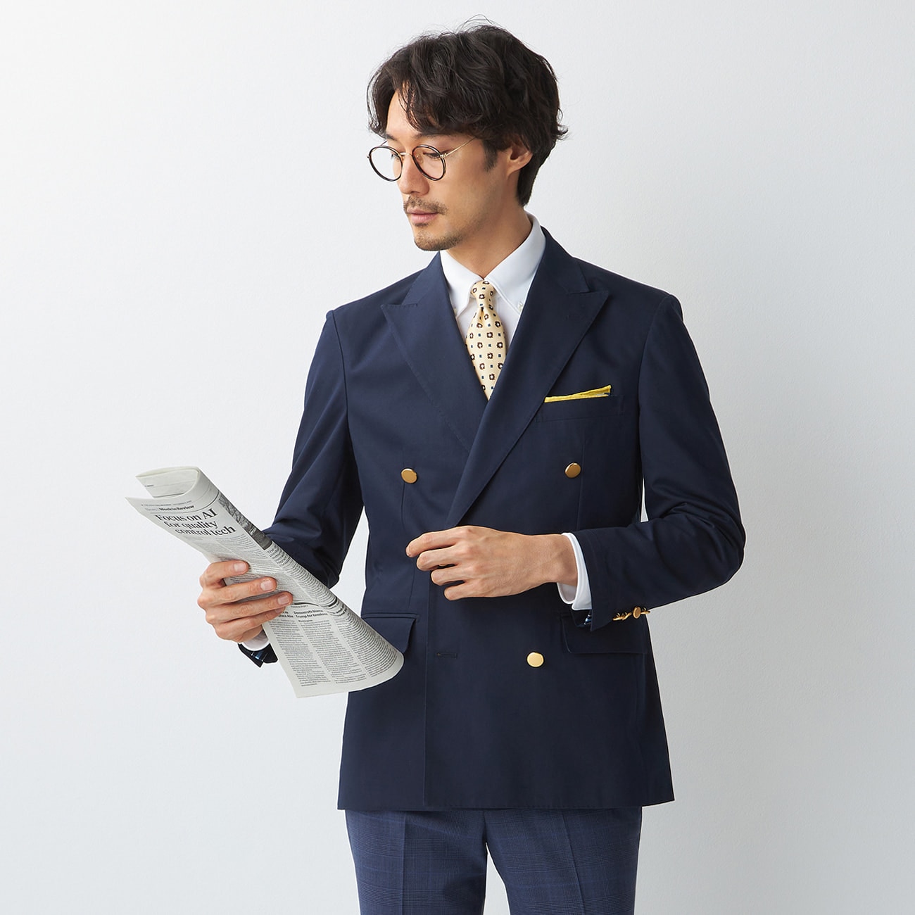 スマートビズジャケット（スマートブレザー） 単品 紺 コットン W 