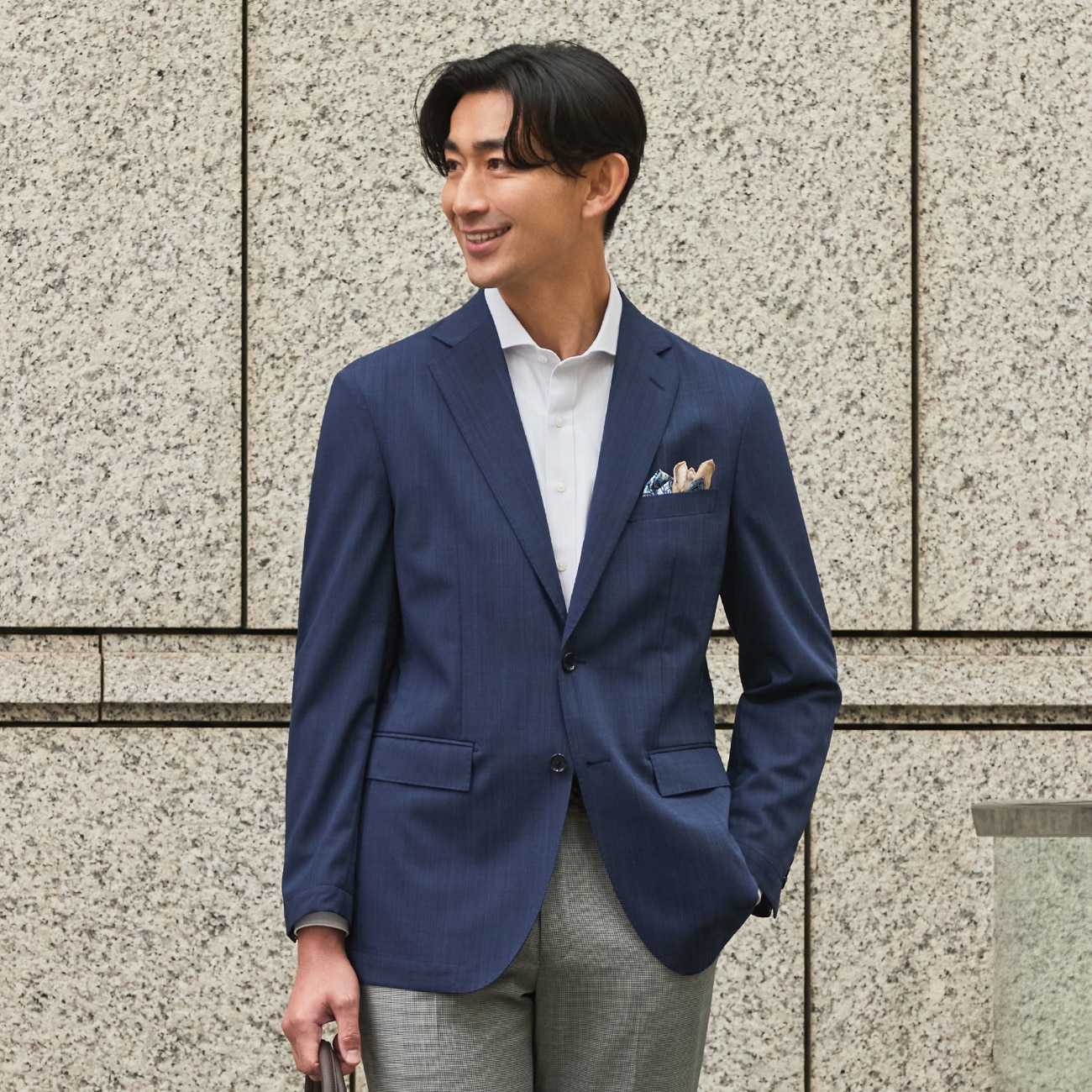 ＜Begin公式WEB 4月掲載アイテム＞スマート ビズ セットアップ（SUPERCOOL）ジャケット 高通気 ピンヘッド