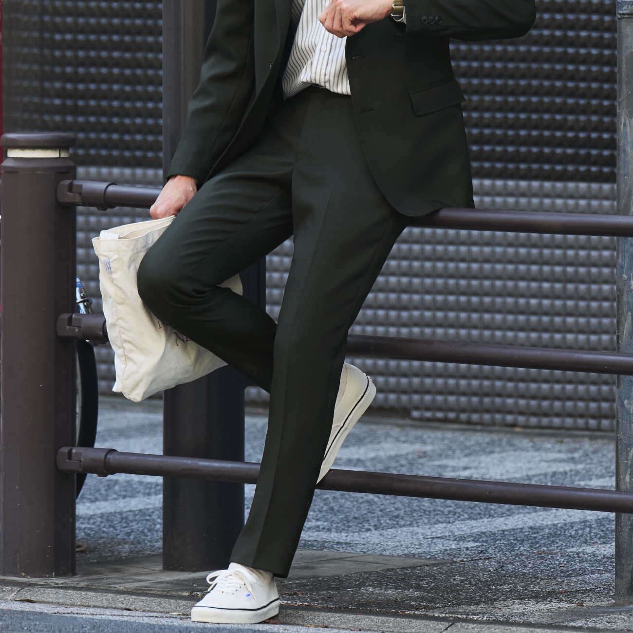 スマート ビズ セットアップ スラックス 無地 裾上げ済み|O47_4AM5S10S