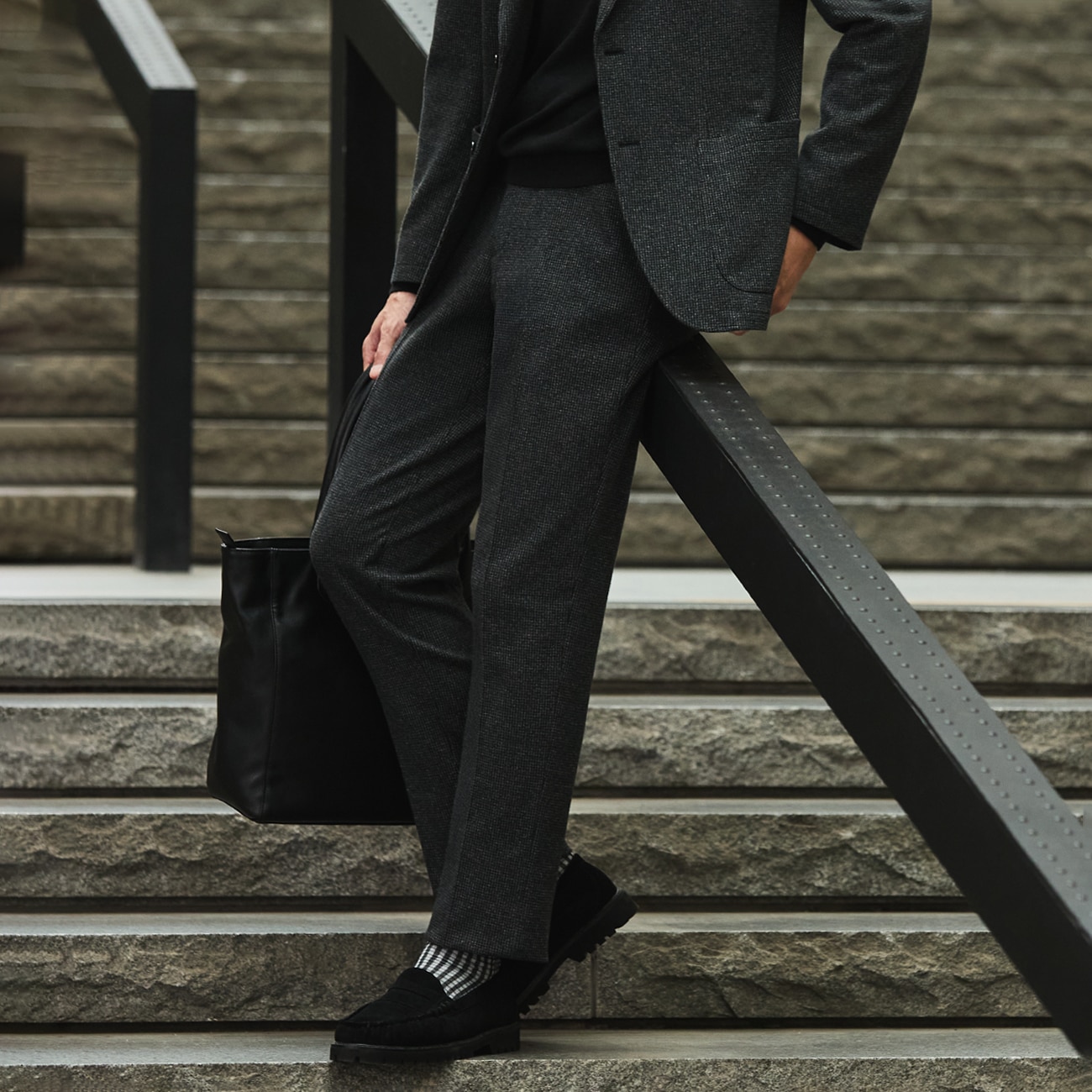 WEB限定】THE THIRD SUITS スラックス 尾州 千鳥 裾上げ未