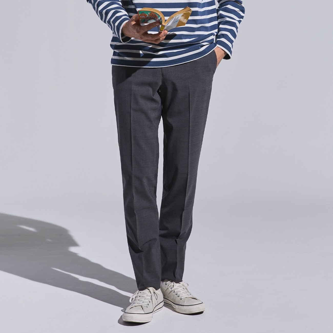 スマート ビズ パンツ（NON-IRON PANTS） 単品 ミディアムグレー無地 裾上げ済み