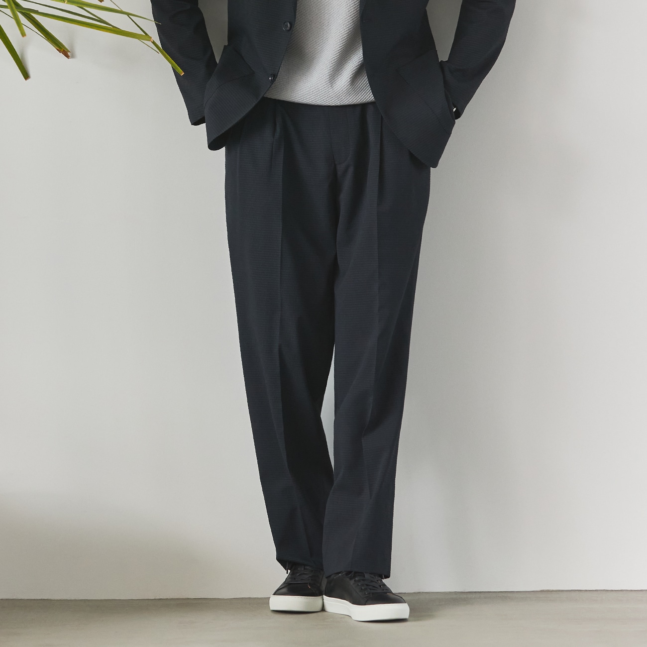 THE THIRD SUITS（SUPERCOOL） スラックス 高通気 サッカー ワイド 裾