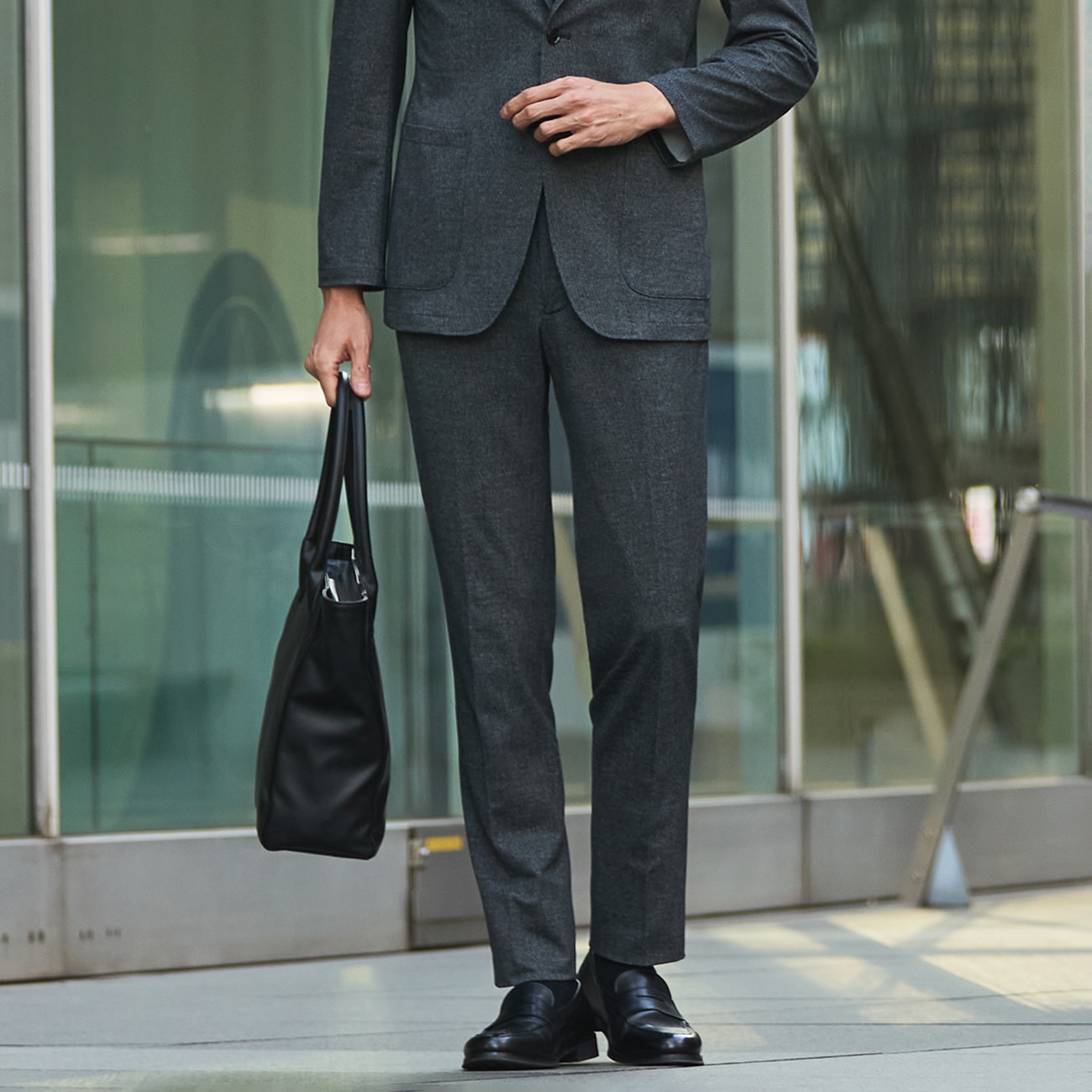 美品 オリヒカ THE 3rd SUITS セットアップ Primeflex 黒 THE THIRD SUITS(SUPERCOOL) スラックス 高通気 裾上げ済み