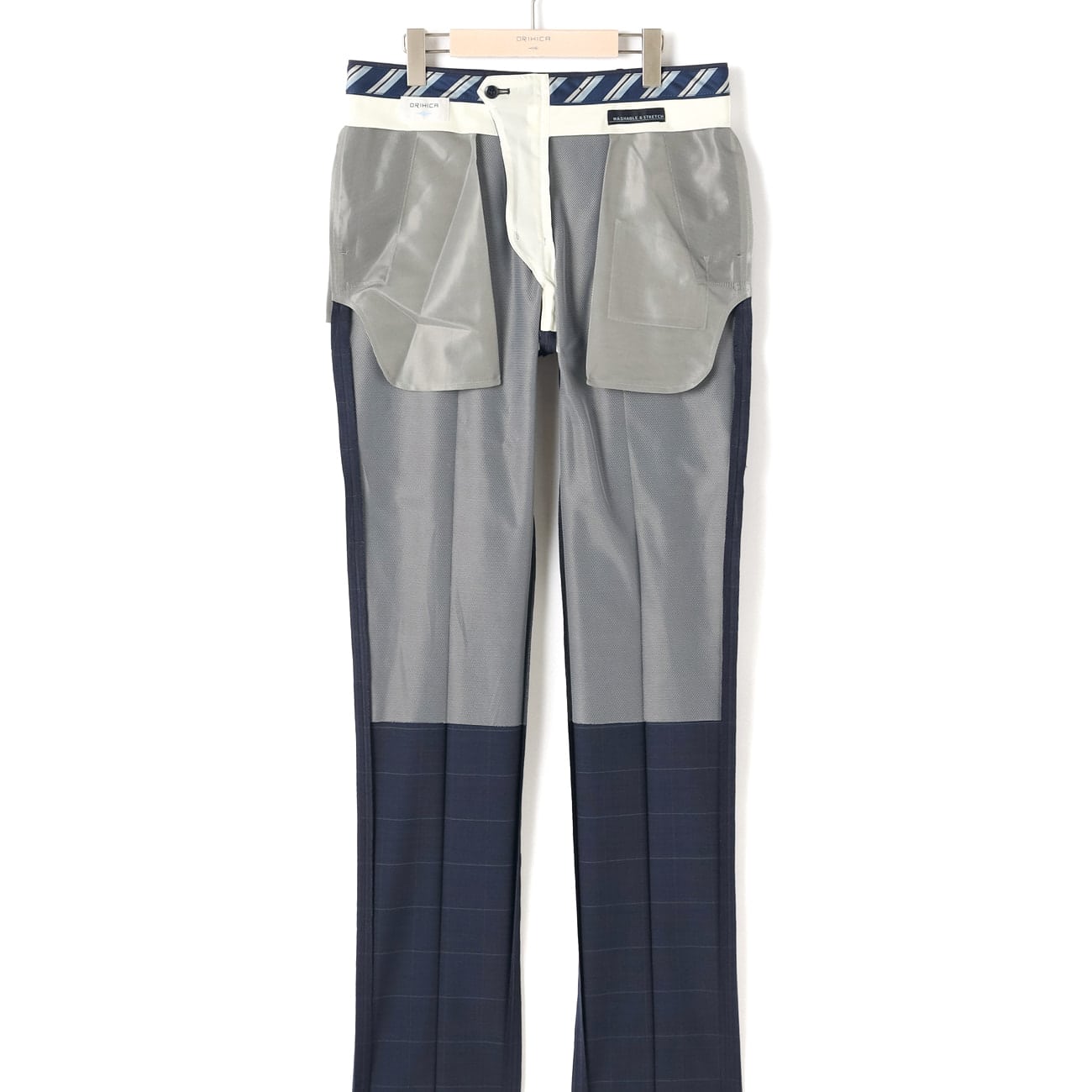 アウトレット]洗える防シワストレッチセットアップパンツ 紺 